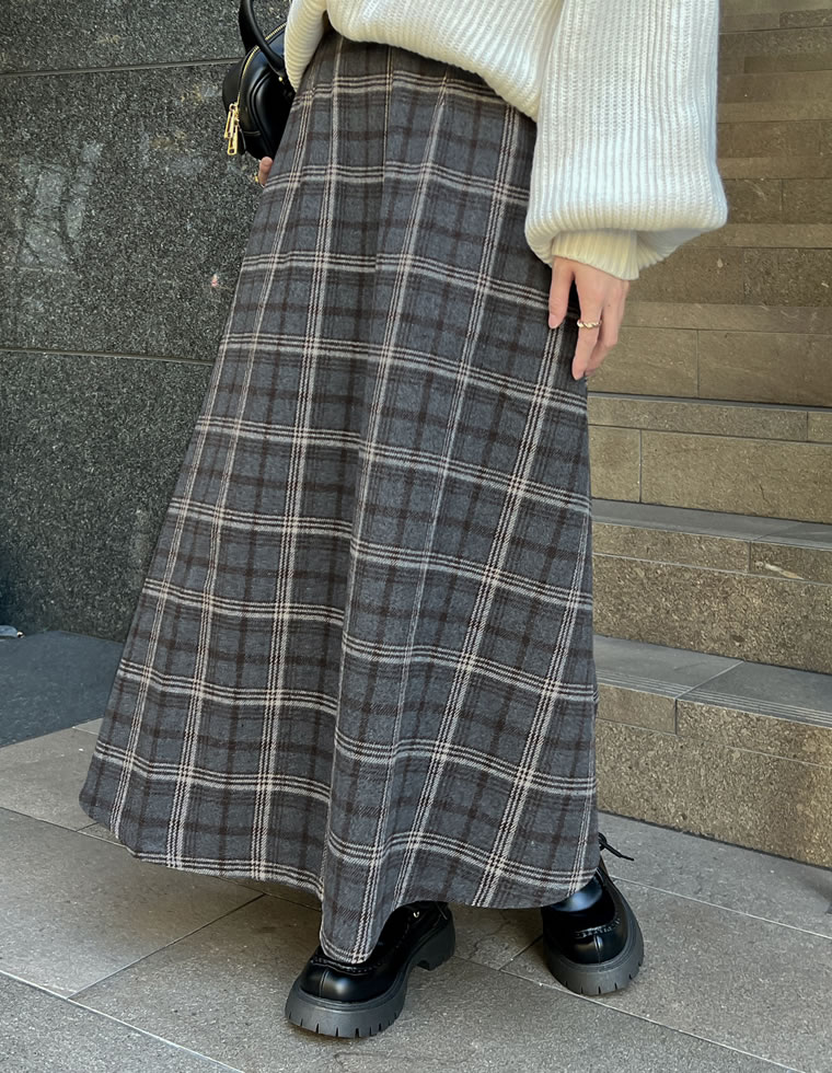 起毛チェックフレアスカート