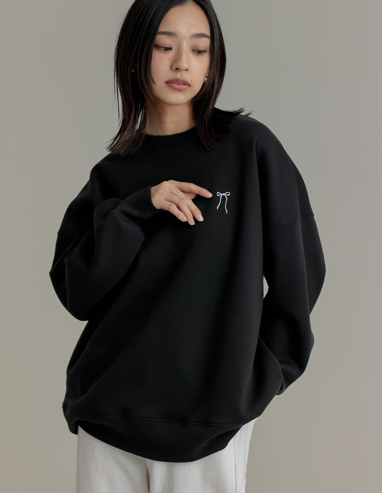 裏起毛ワンポイント刺繍スウェット