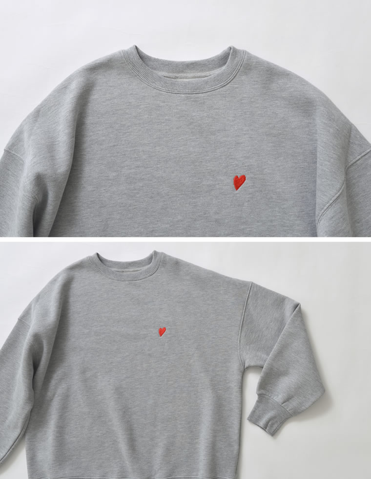 裏起毛ワンポイント刺繍スウェット