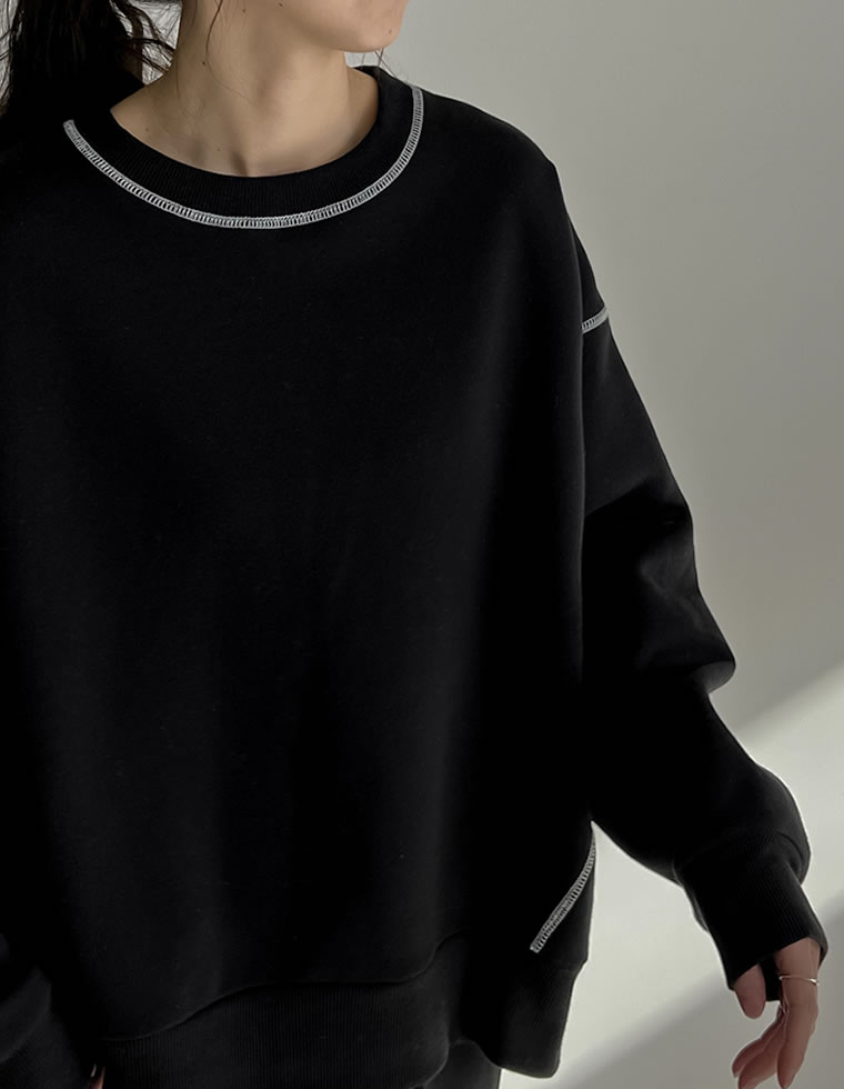 無地or配色ステッチ裏起毛スウェット