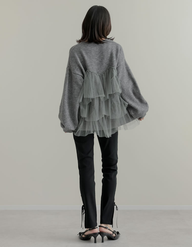 チュールモヘアタッチニットプルオーバー