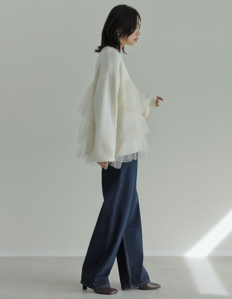 チュールモヘアタッチニットプルオーバー