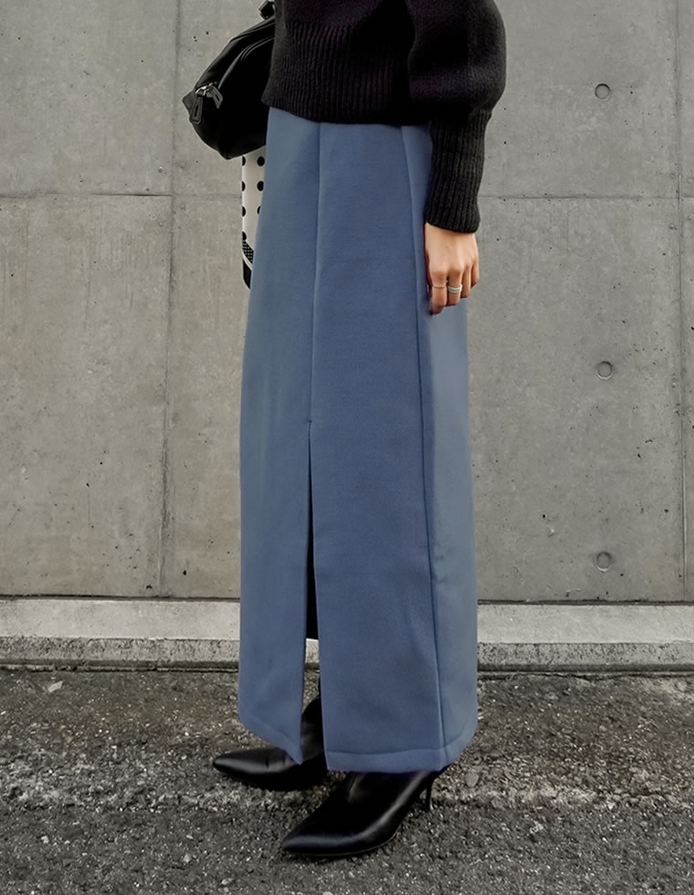 起毛フロントスリットタイトスカート