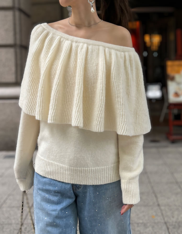 3WAYラッフルフリルニットプルオーバー