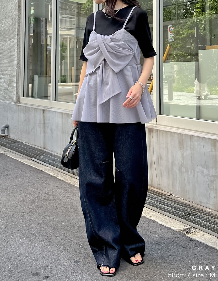 チュールノットデザインキャミビスチェ