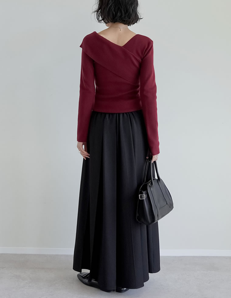 ストレッチミックスツイルプリーツスカート