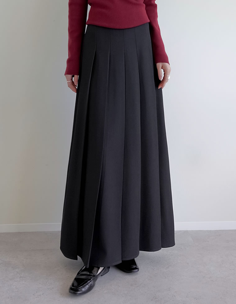 ストレッチミックスツイルプリーツスカート
