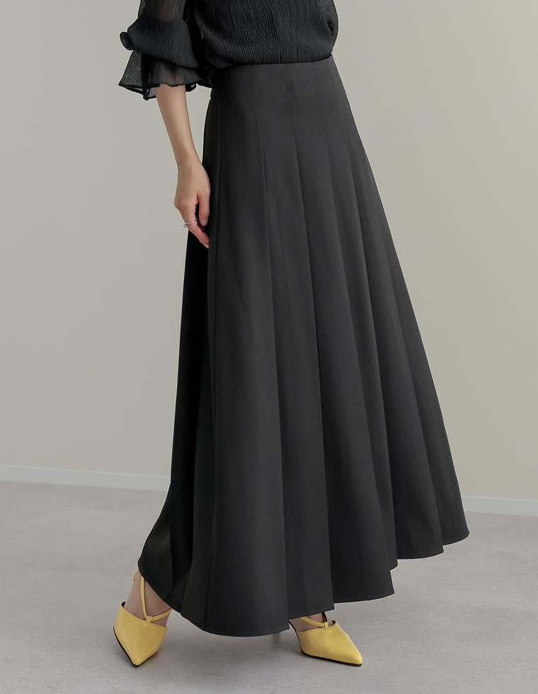 ストレッチミックスツイルプリーツスカート