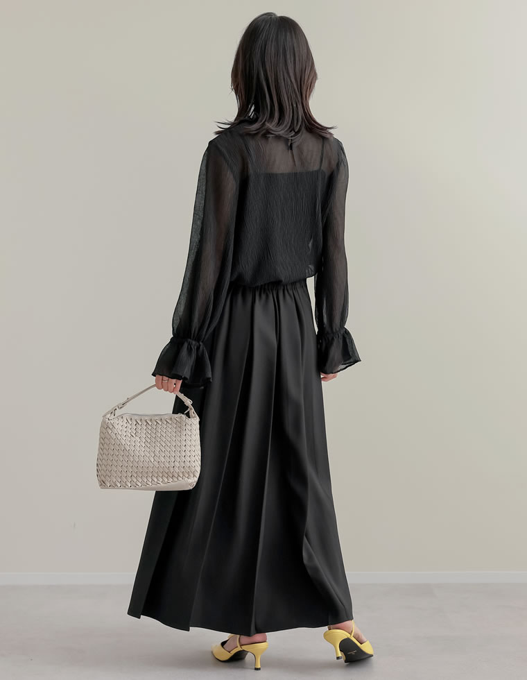 ストレッチミックスツイルプリーツスカート
