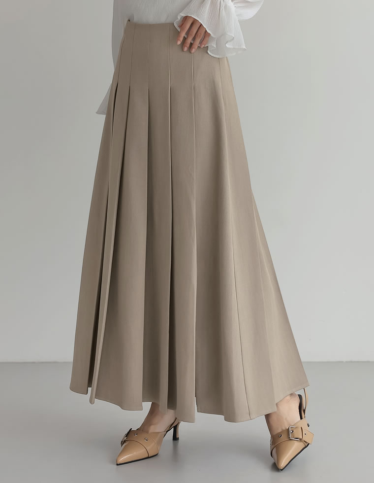 ストレッチミックスツイルプリーツスカート