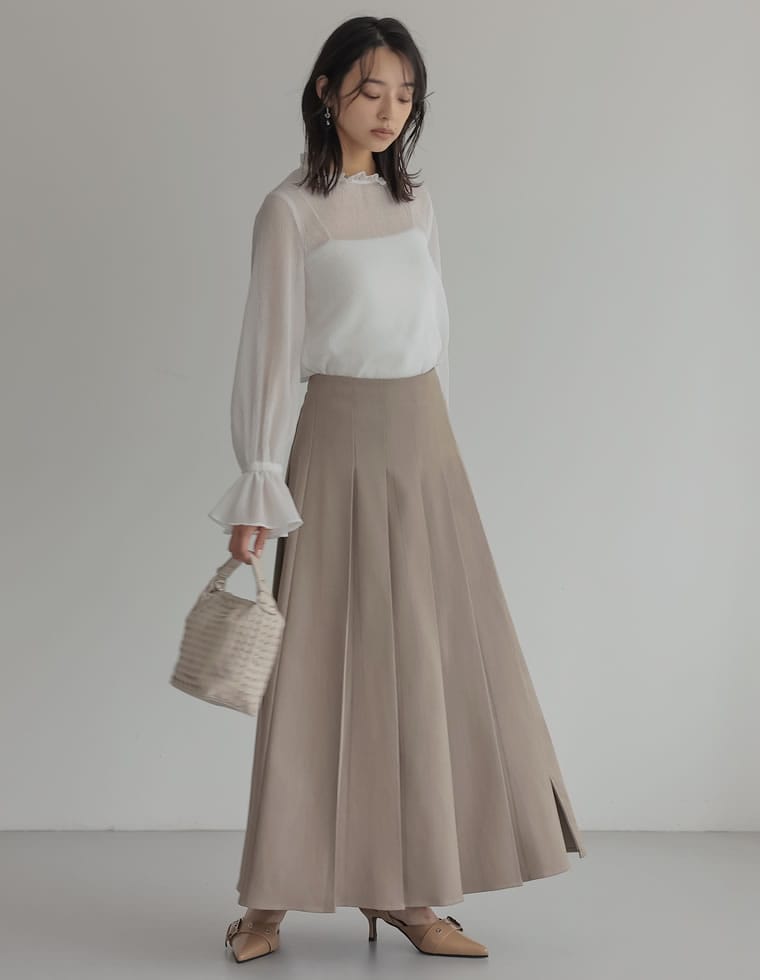 ストレッチミックスツイルプリーツスカート