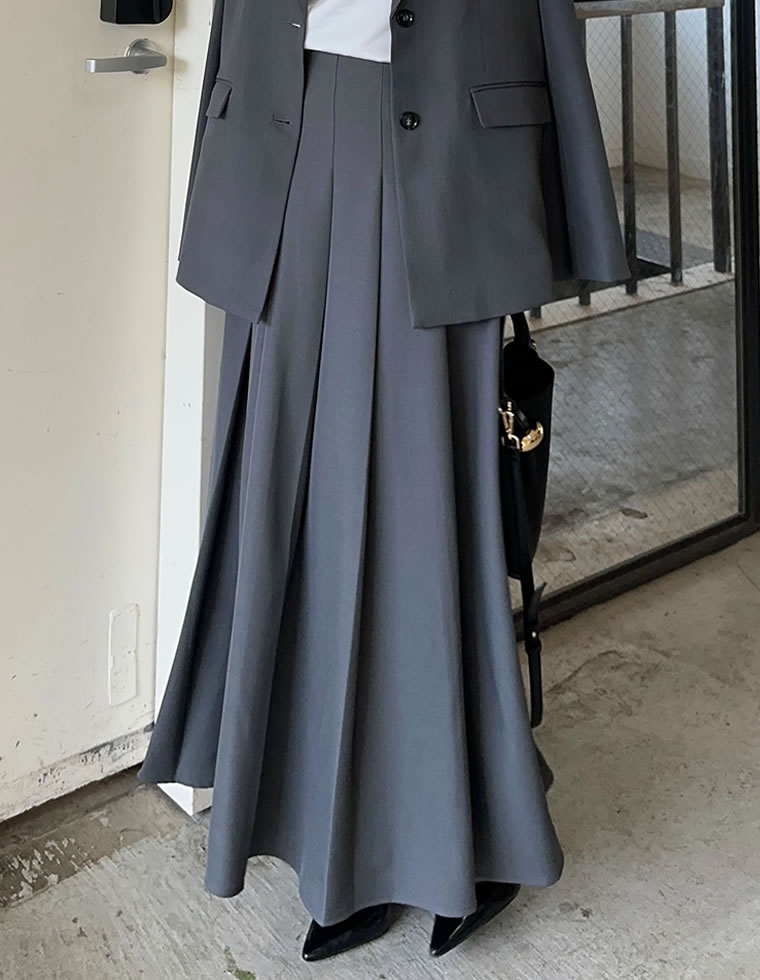ストレッチミックスツイルプリーツスカート