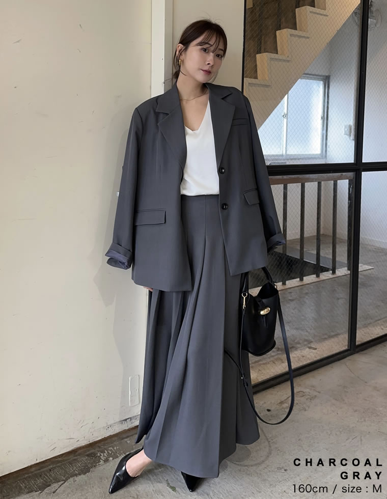 ストレッチミックスツイルプリーツスカート