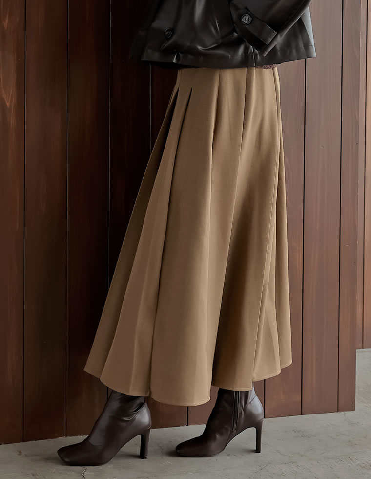 ストレッチミックスツイルプリーツスカート