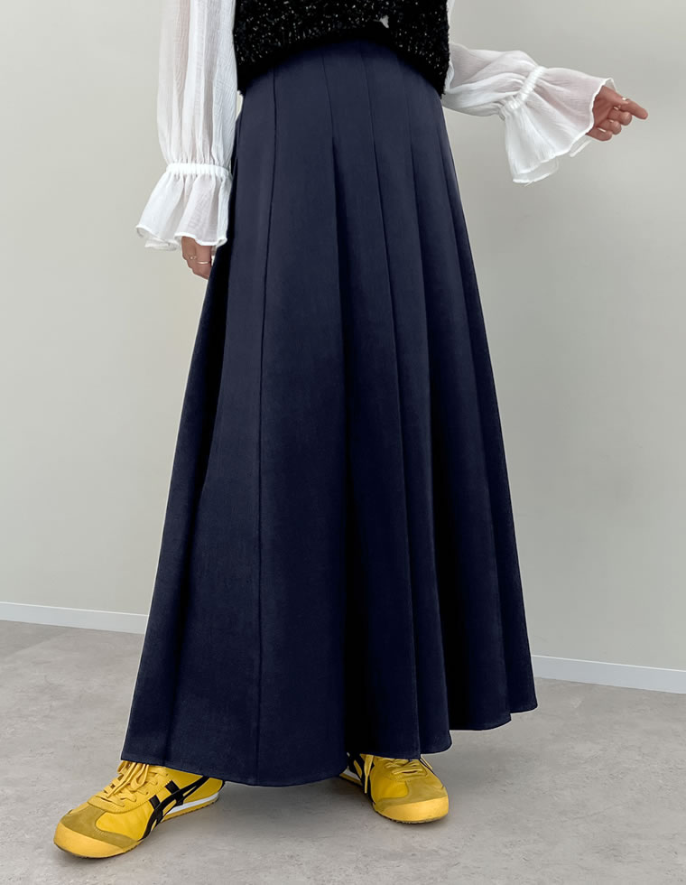 ストレッチミックスツイルプリーツスカート