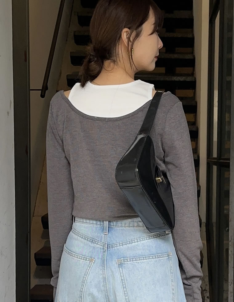 配色スムースカットソーロングTシャツ