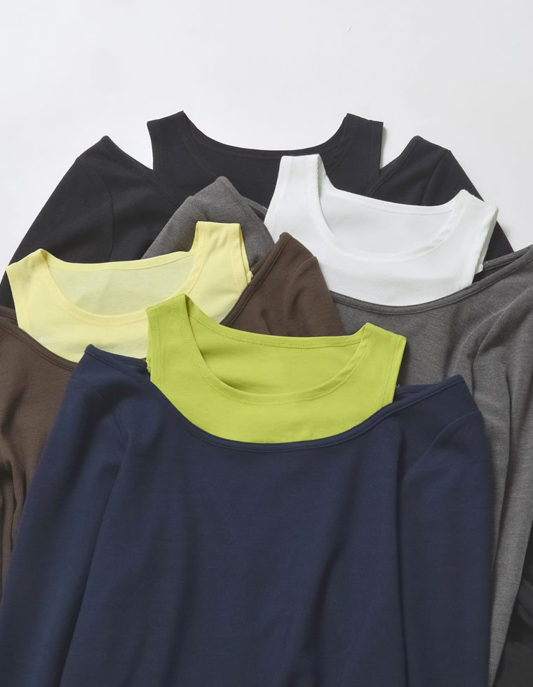 配色スムースカットソーロングTシャツ