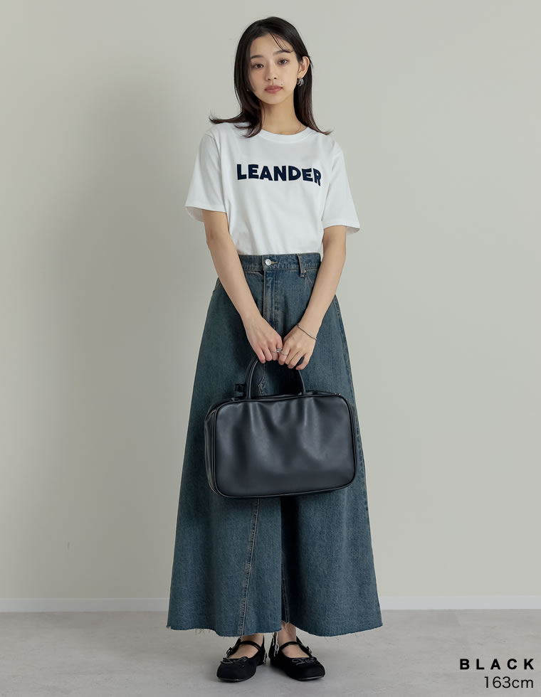 リボン付スクエアトゥバレエシューズ