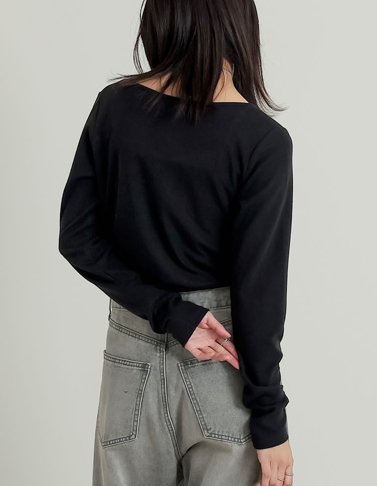スムースリブハートネックロングＴシャツ