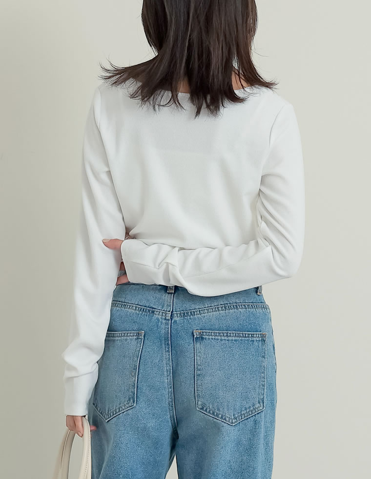 スムースリブハートネックロングＴシャツ