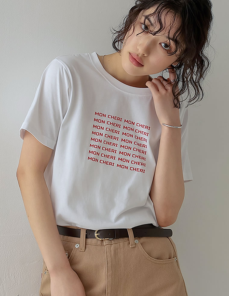 天竺MON CHERIロゴTシャツ