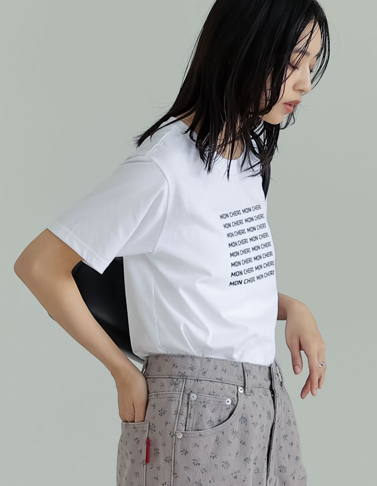 天竺MON CHERIロゴTシャツ