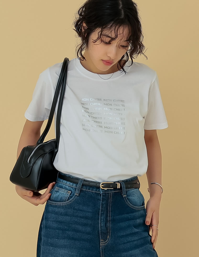 天竺MON CHERIロゴTシャツ