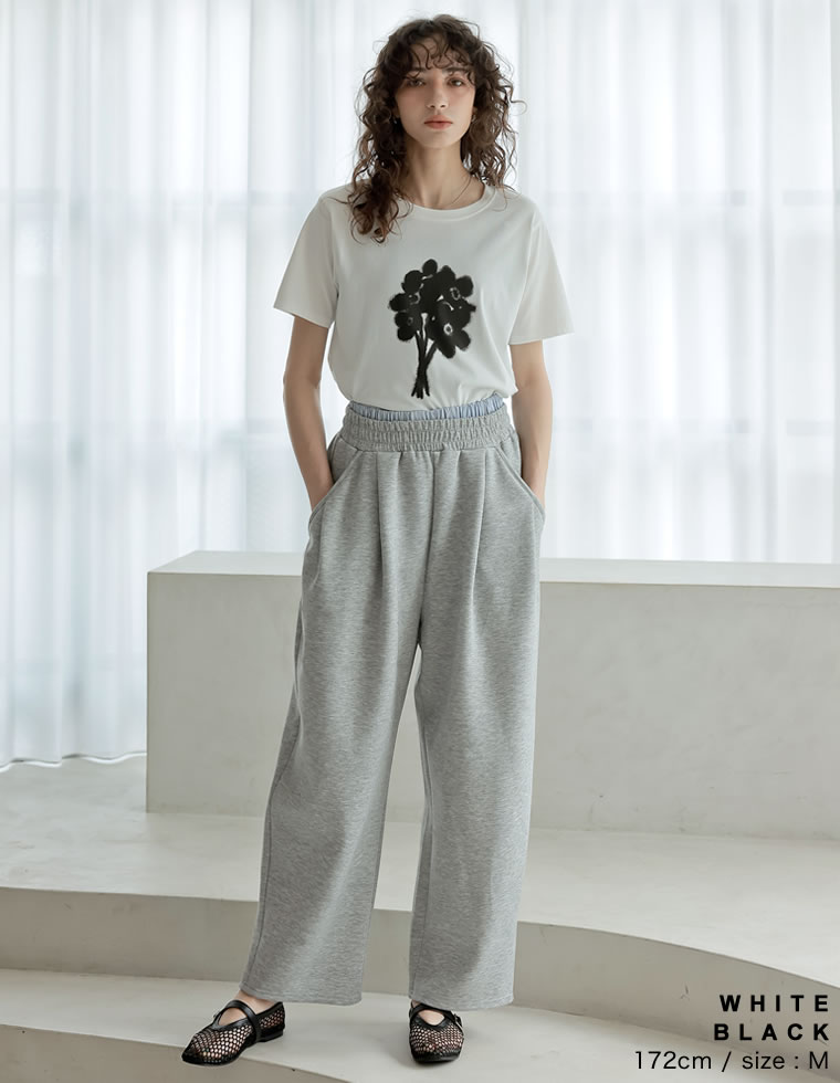 ドローイングフラワーTシャツ