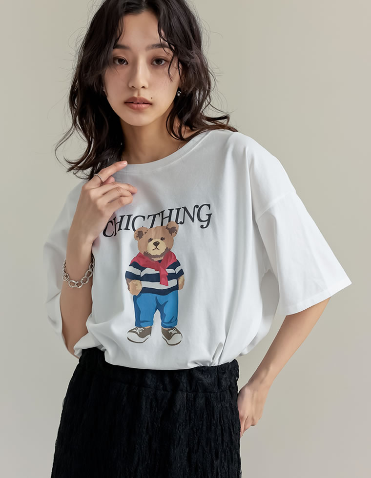 ベアプリントTシャツ