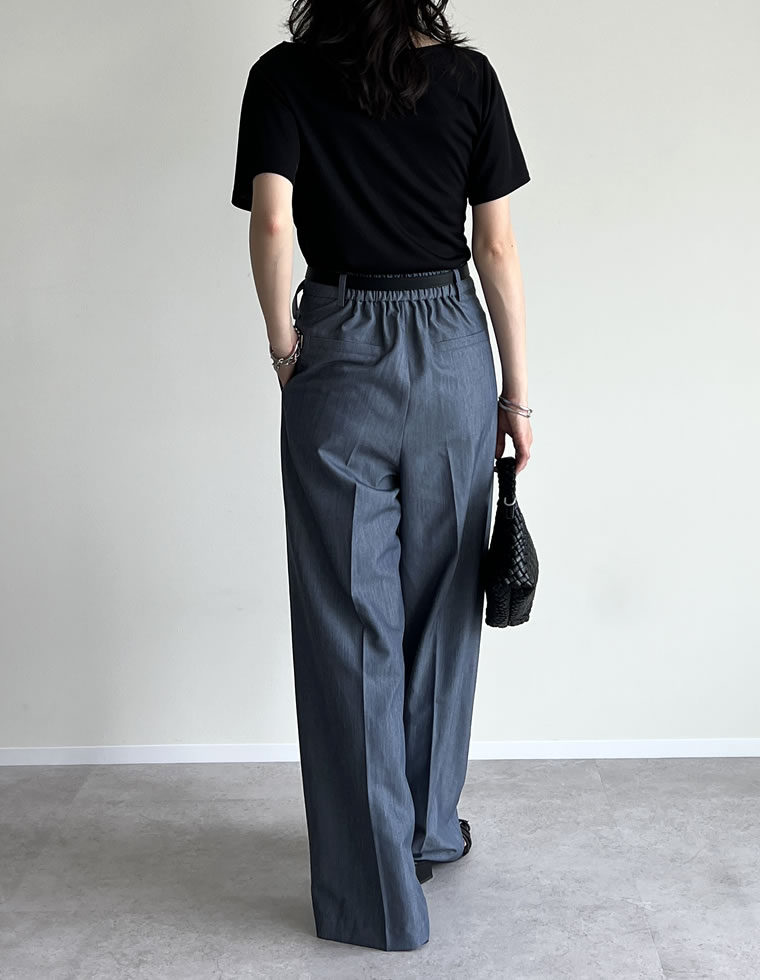 リブカットソードレープTシャツ