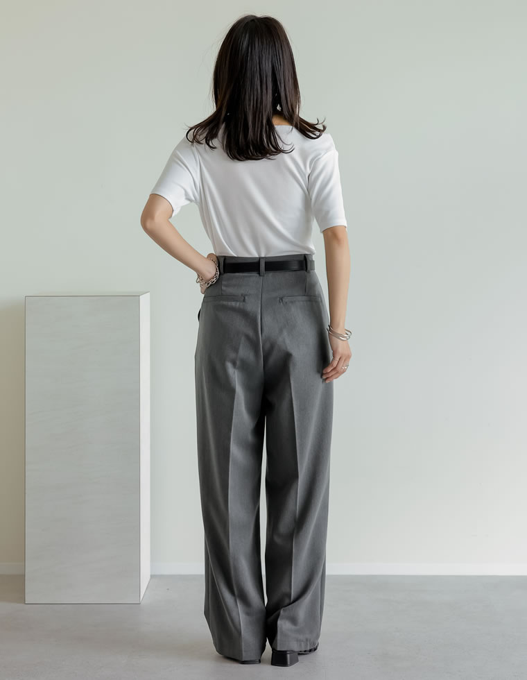 リブカットソードレープTシャツ