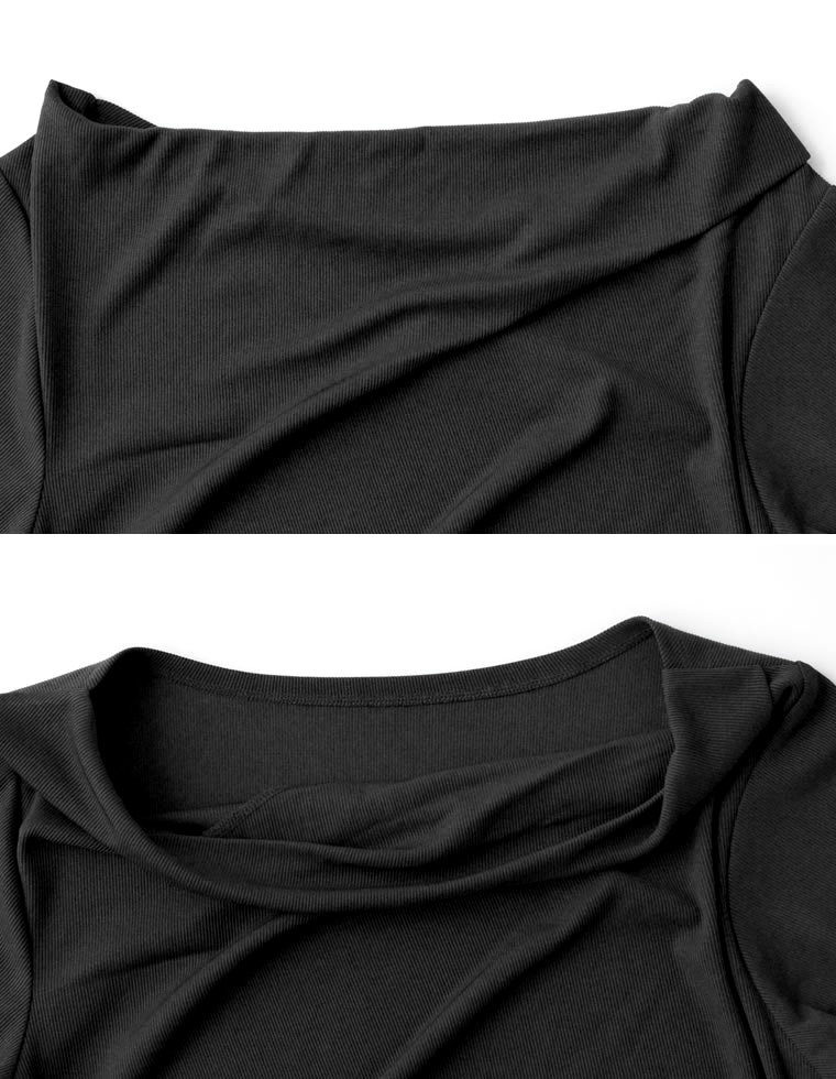 リブカットソードレープTシャツ