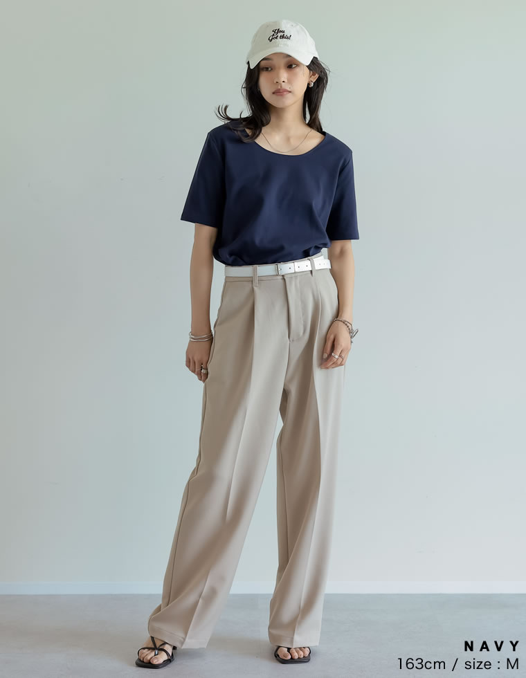 冷感マシュマロカットソーショルダーパッド半袖トップス