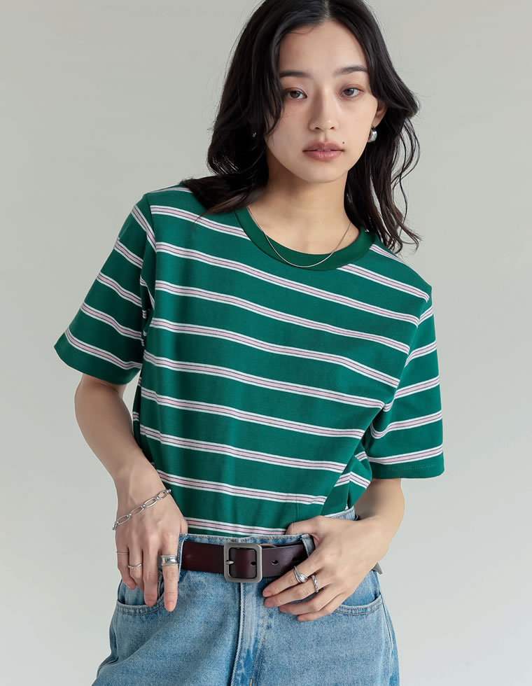 コットンブレンドボーダーor花柄Ｔシャツ