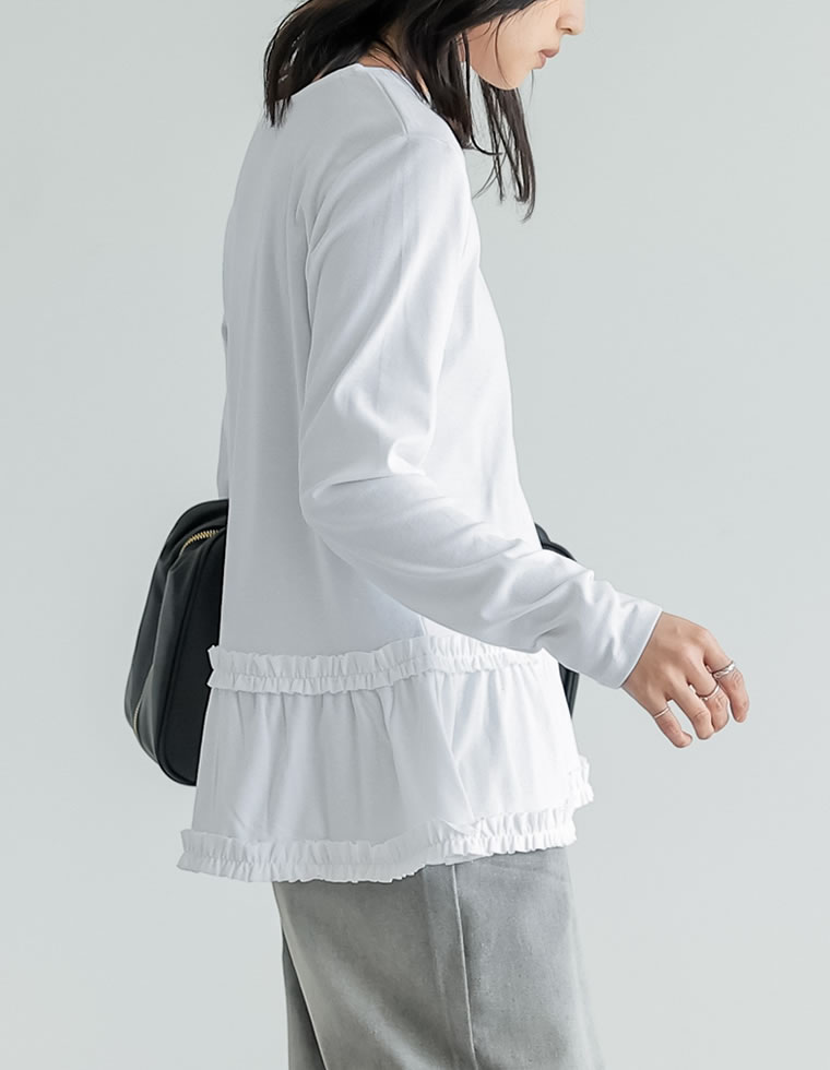 ロングスリーブフリルカットソー