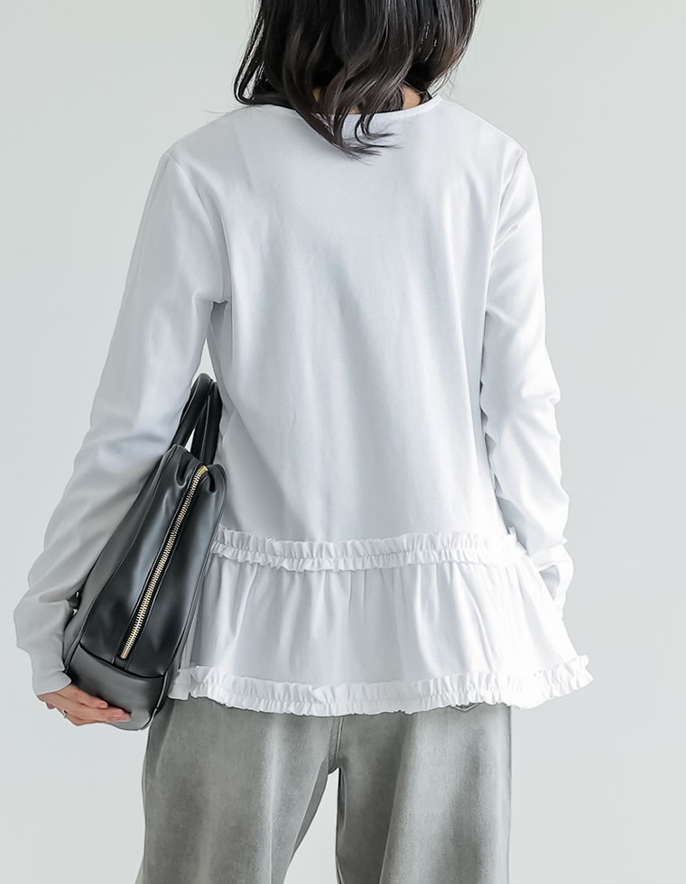 ロングスリーブフリルカットソー