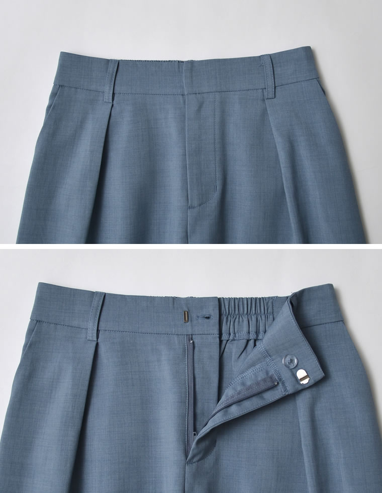 リネンライクタックバレルレッグパンツ