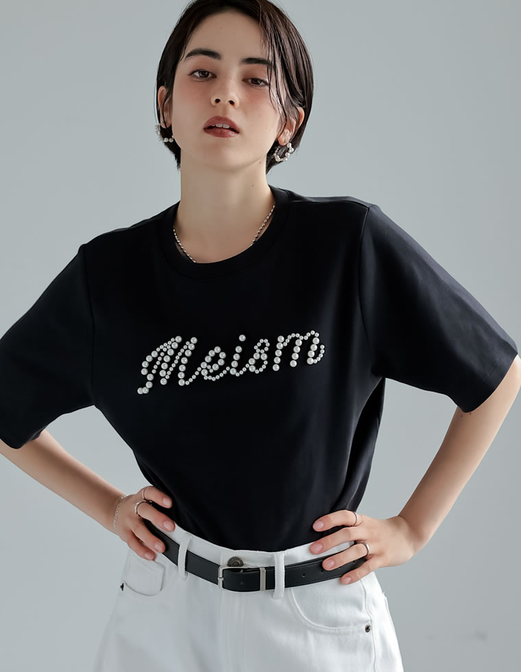 スムースコットンパールロゴTシャツ