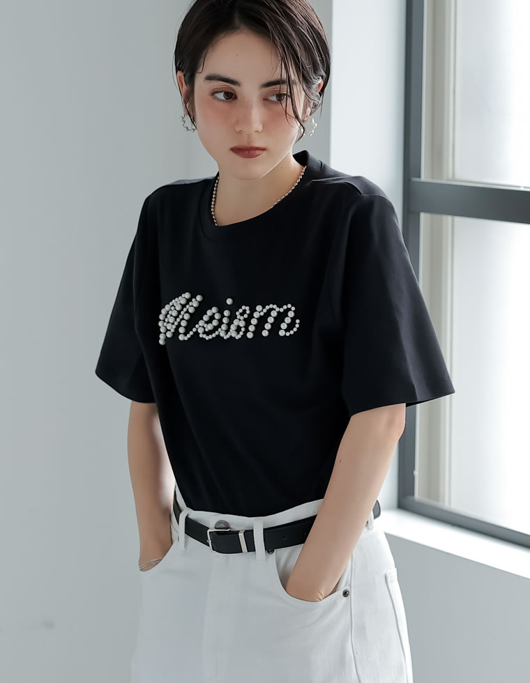 スムースコットンパールロゴTシャツ