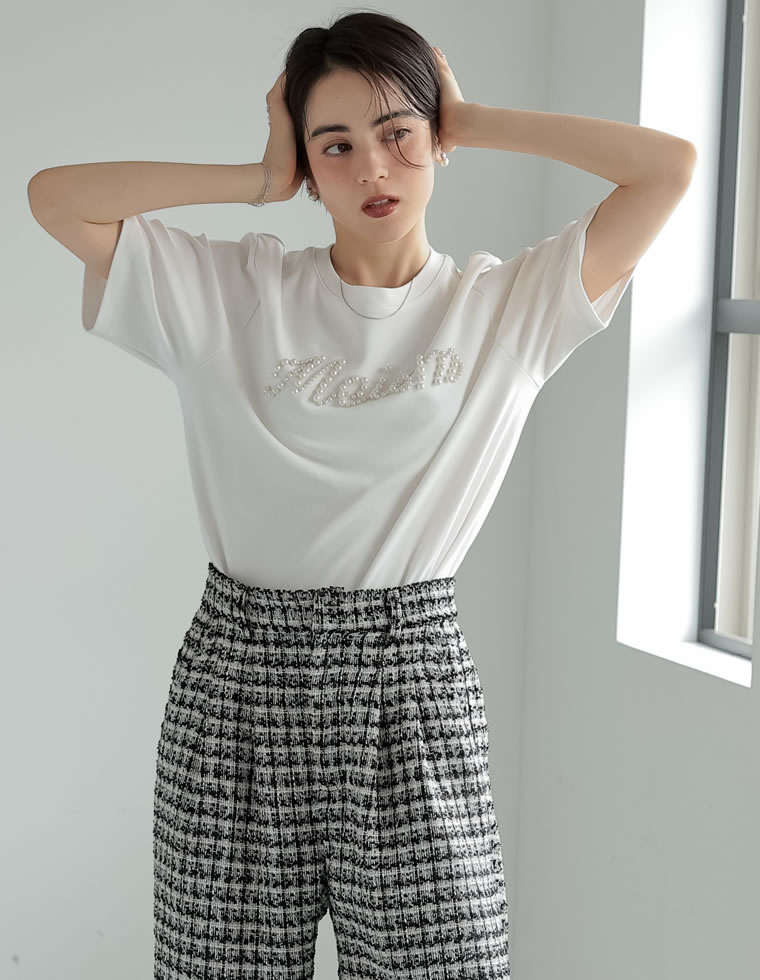 スムースコットンパールロゴTシャツ
