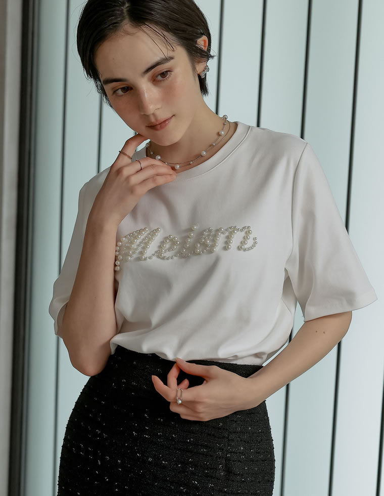 スムースコットンパールロゴTシャツ