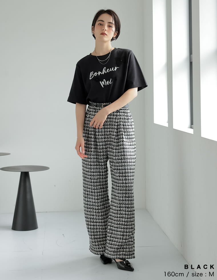 スムースコットン立体フラワーロゴTシャツ