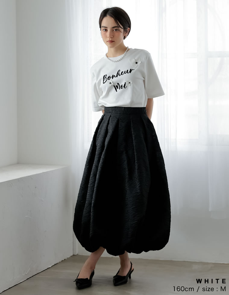 スムースコットン立体フラワーロゴTシャツ