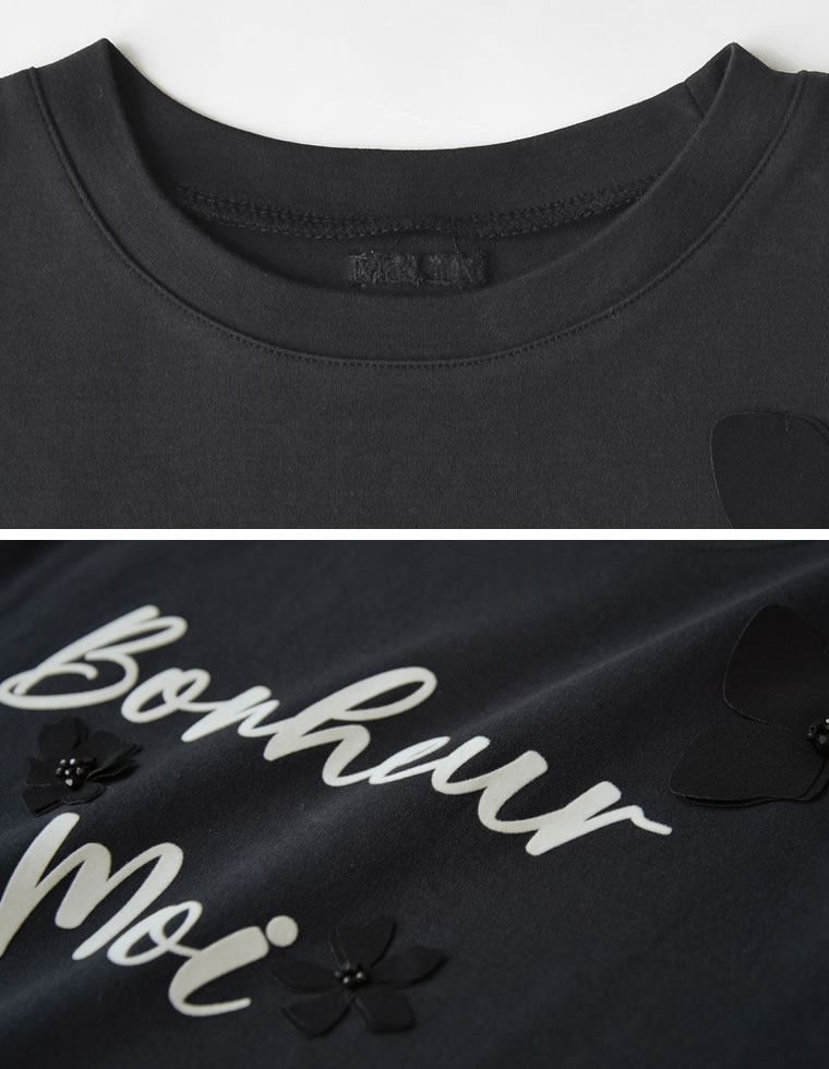 スムースコットン立体フラワーロゴTシャツ