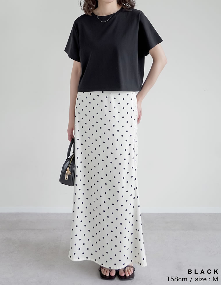 セミクロップド半袖Tシャツ