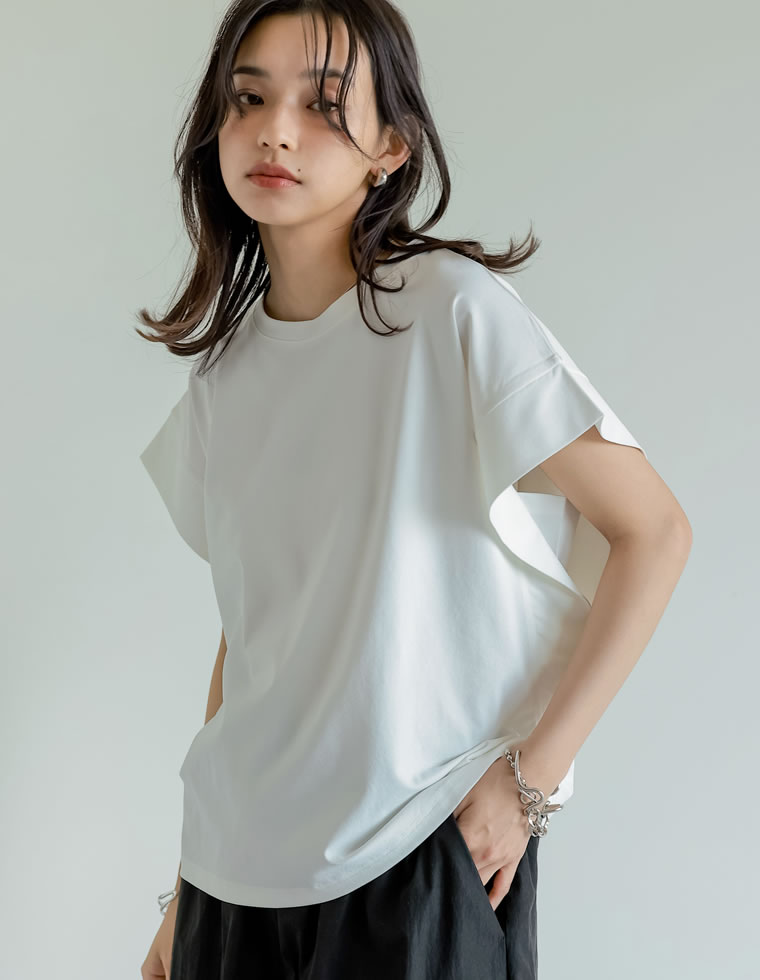 鹿の子フレンチスリーブトップス
