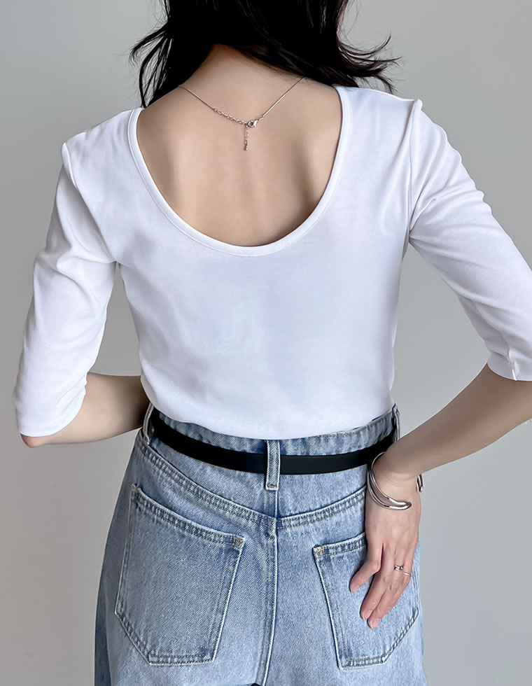 バックオープンシンプルＴシャツ