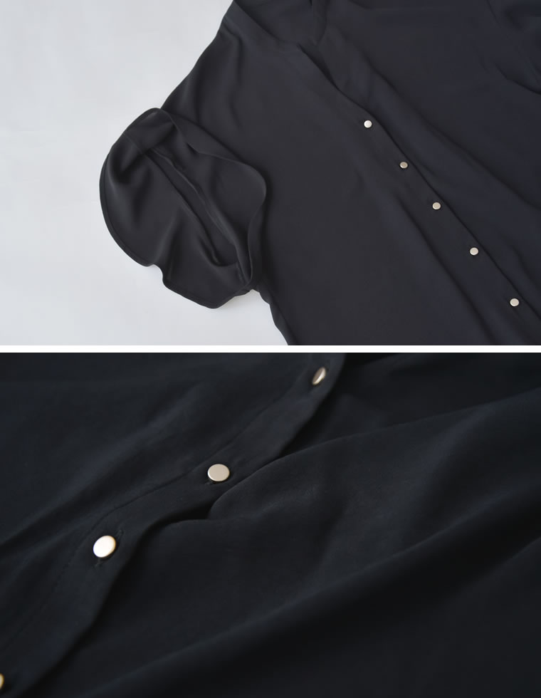 ポーラフレアスリーブ切り替え半袖ブラウス