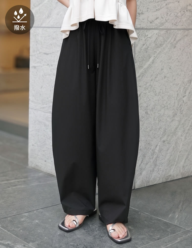 ウエストドロストバレルレッグパンツ