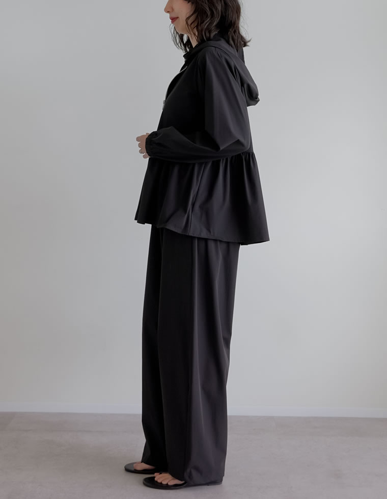 ウエストドロストバレルレッグパンツ